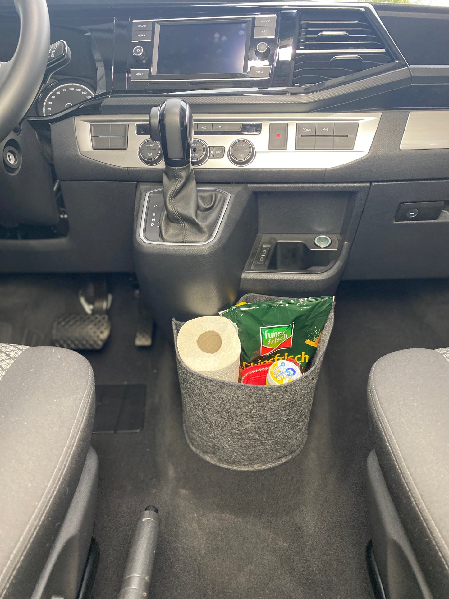 Vw T6.1 Bulli Cockpit Filztasche in Dunkel Grau für California Beach, Coast, Multivan >> Aufbewahrung für vieles "NEU"