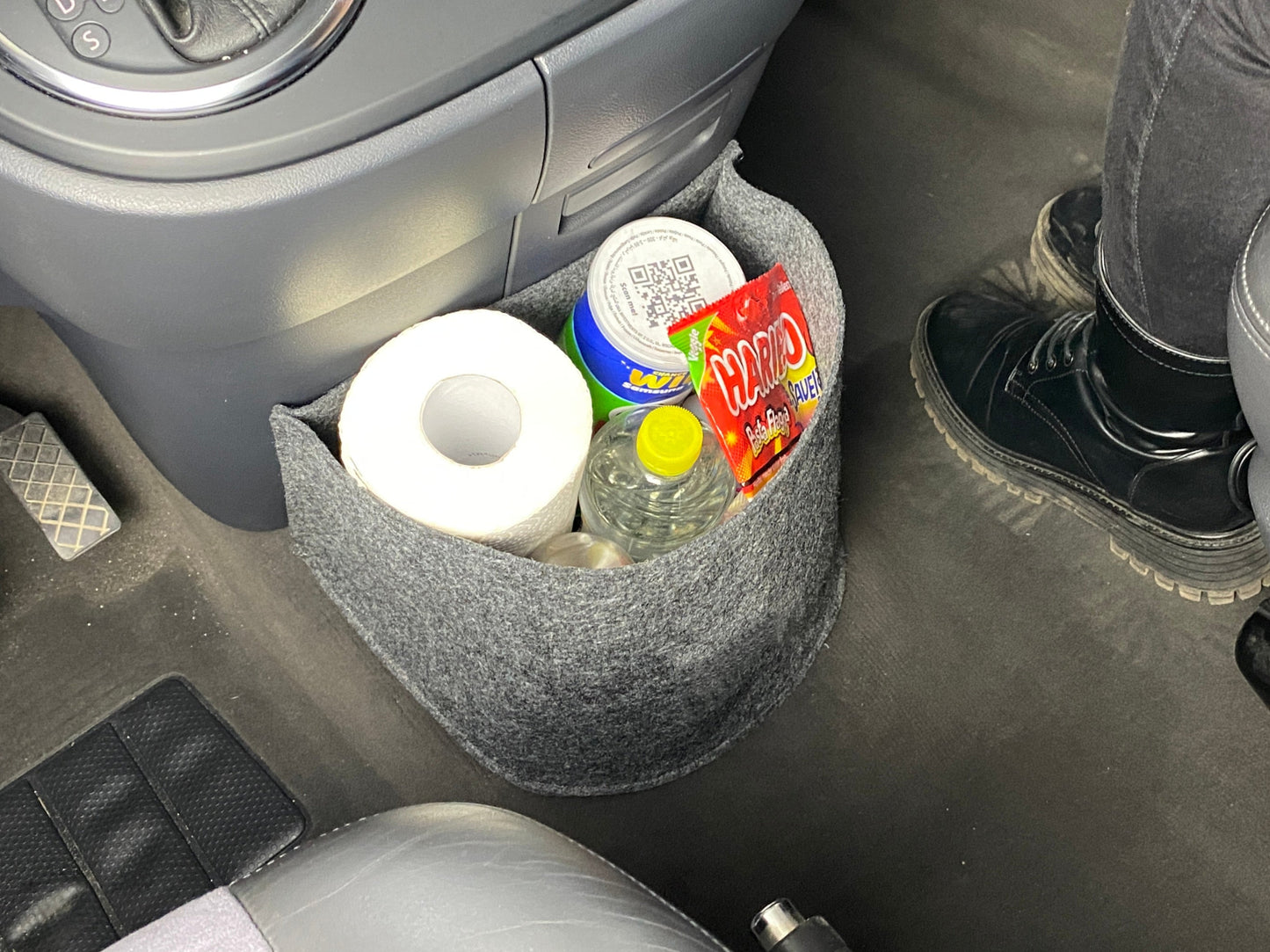 Vw T5 T6 Multivan Bulli Cockpit Filztasche in Dunkelgrau | Auto Organizer Flaschenhalter Aufbewahrungskorb für vieles "NEU"