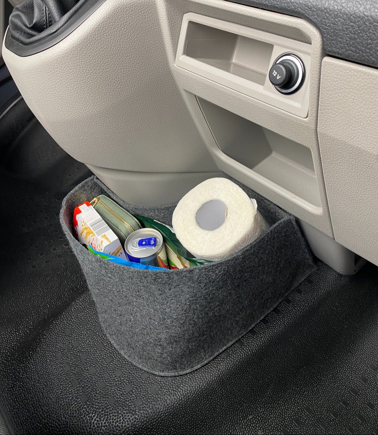 Vw T6 Bulli Cockpit Filztasche in Dunkelgrau für Transporter, Multivan, Caravelle >> Aufbewahrung für vieles "NEU"