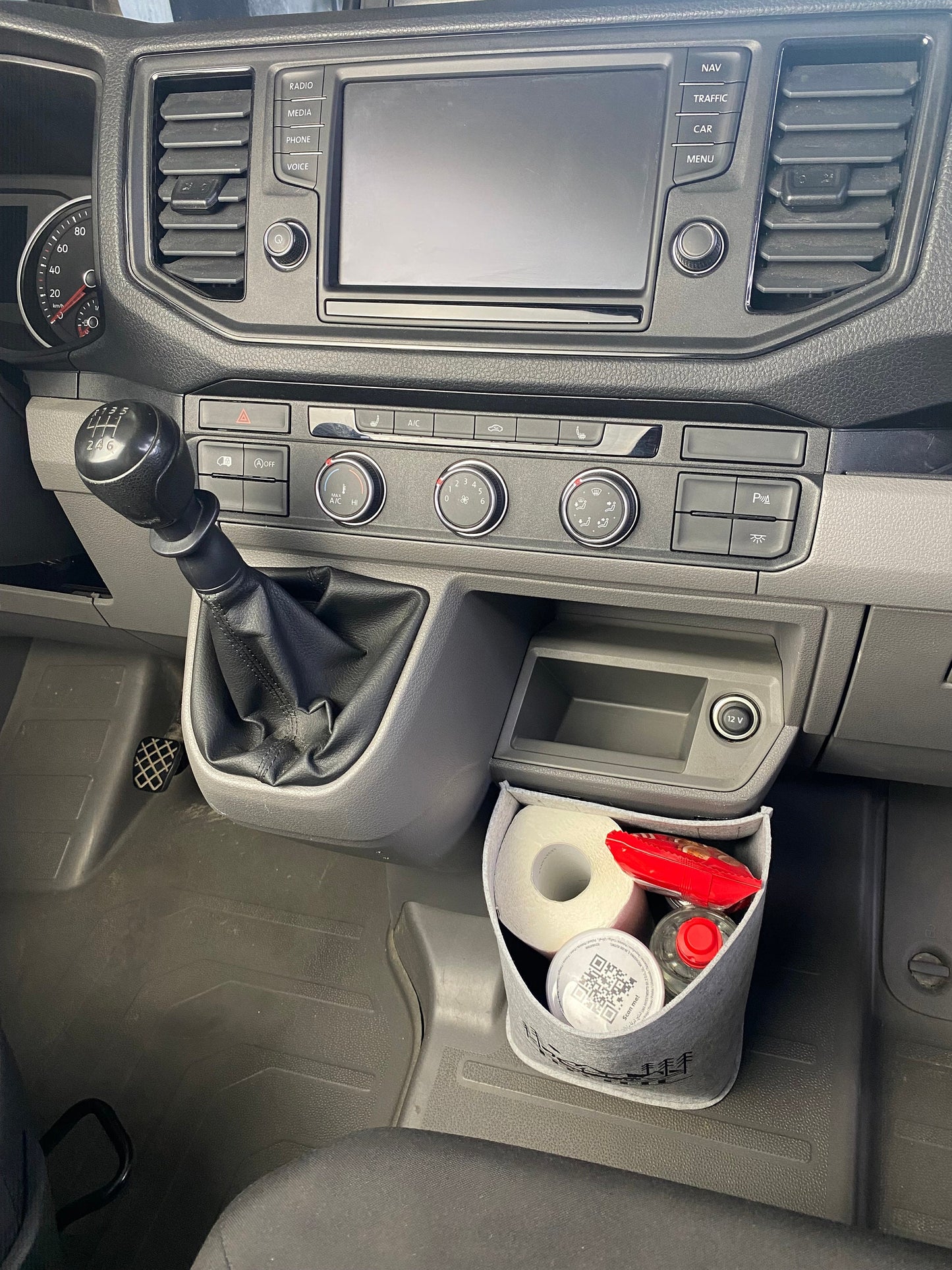 Vw Grand California Crafter MAN TGE Cockpit Filztasche in Hell Grau >> Aufbewahrung für vieles im Alltag und auf Reisen "NEU"