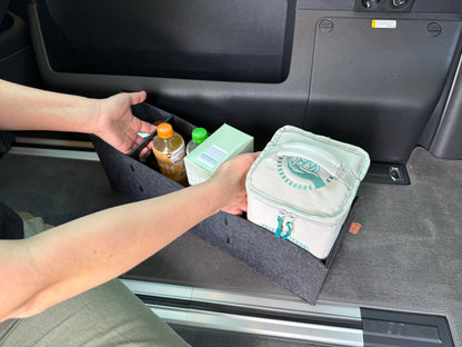 VW T6.1 Beach Filztasche für das Seitenfach in Anthrazit. >> Aufbewahrung für vieles für dein Bulli!