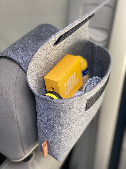 Filztaschen für die Kopfstützen in dunkelgrau als 2er Set . Camper Van Organizer für Smartphone, Schlüssel und vieles mehr. (Kopie)