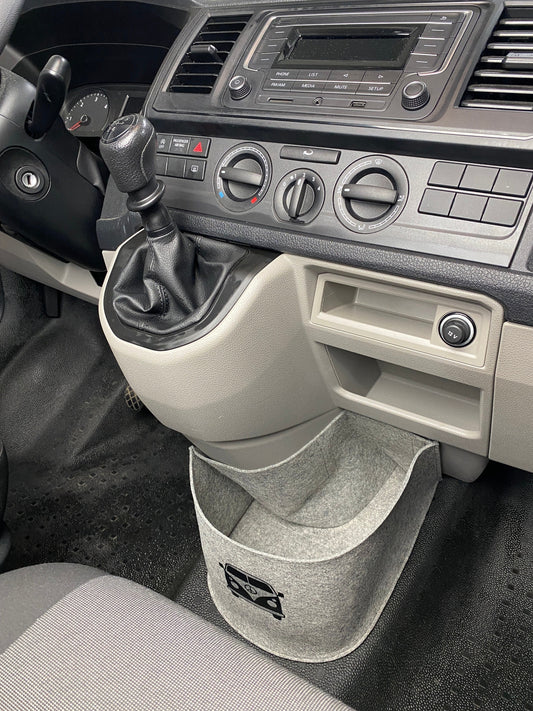 Vw T6 Bulli Cockpit Filztasche in Hellgrau für Transporter, Multivan, Caravelle >> Aufbewahrung für vieles "NEU"