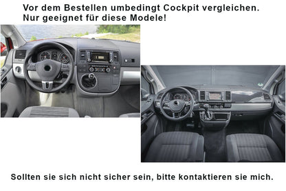 Vw T5 T6 Multivan Bulli Cockpit Filztasche in Hellgrau | Auto Organizer Flaschenhalter Aufbewahrungskorb für vieles "NEU"